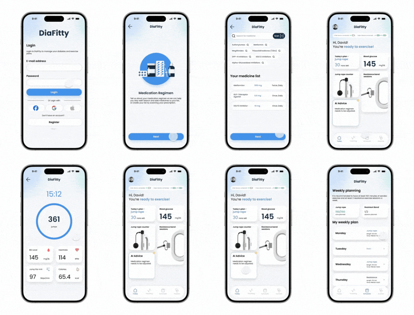 DiaFitty animated UI preview